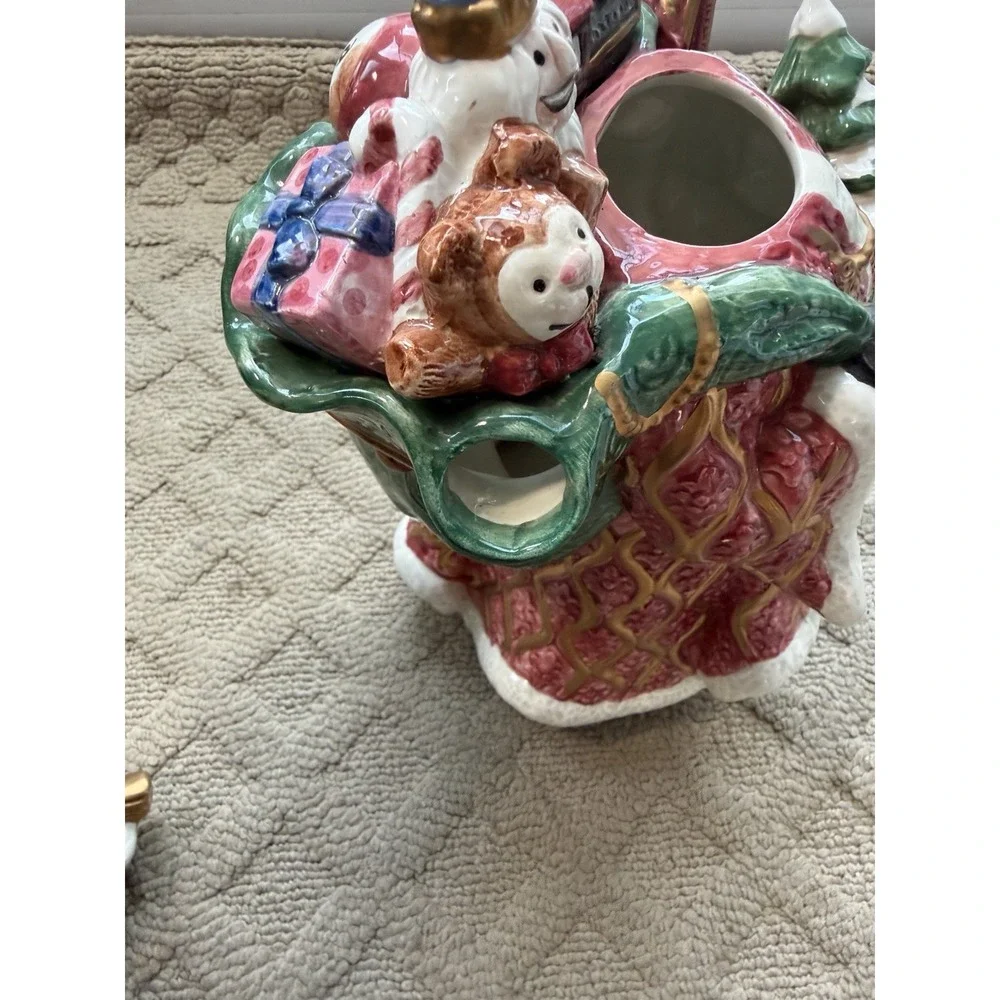 Fitz and Floyd Christmas Santa with bag of toys tea pot
